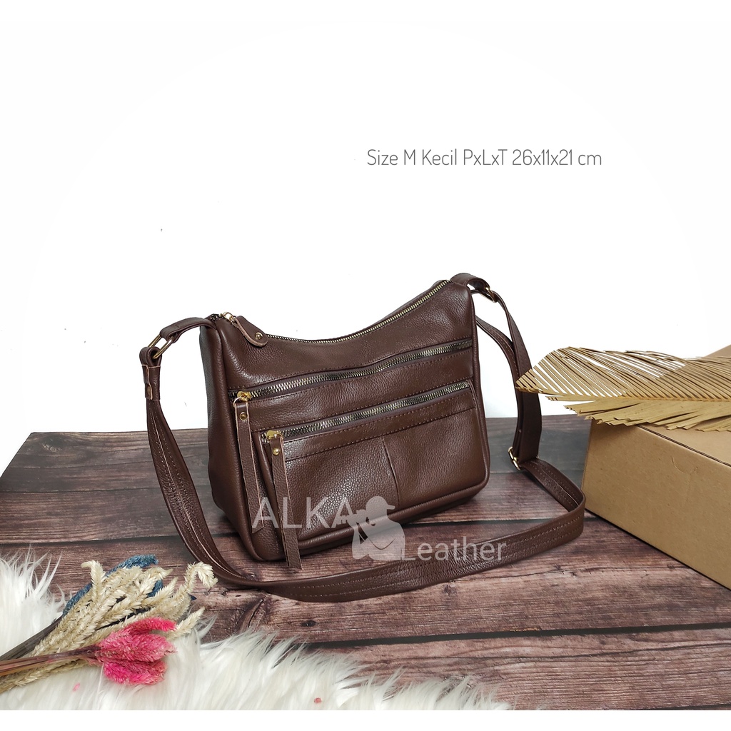 Tas Selempang Wanita Tas Kulit Garut Papirut Tas Kulit Sapi Pull Up