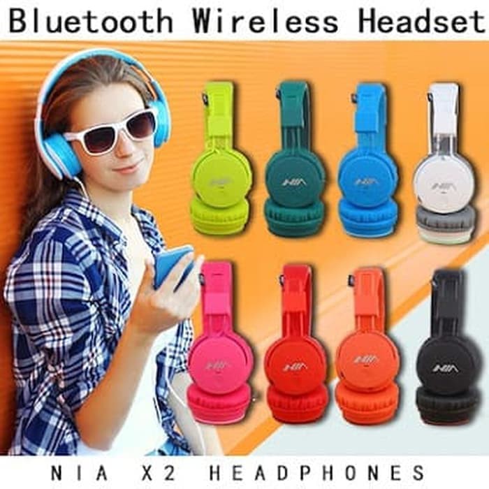 Terlaris  Headset Headphone Earphone Gaming Wireless Bluetooth Sport Nia X2