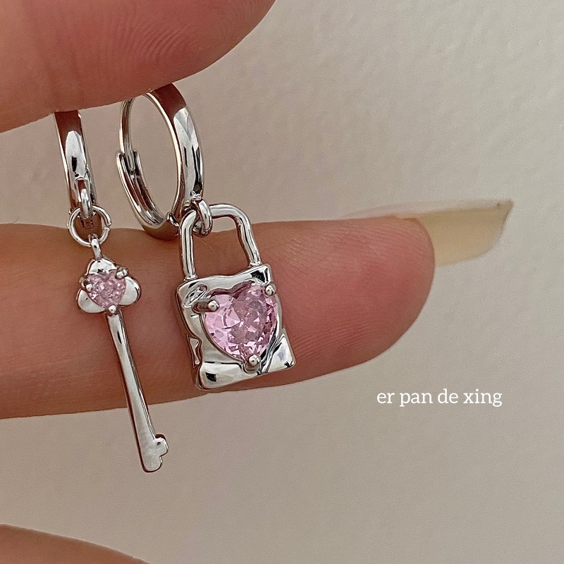 Anting Zirkon Warna Pink Gaya Korea Untuk Aksesoris