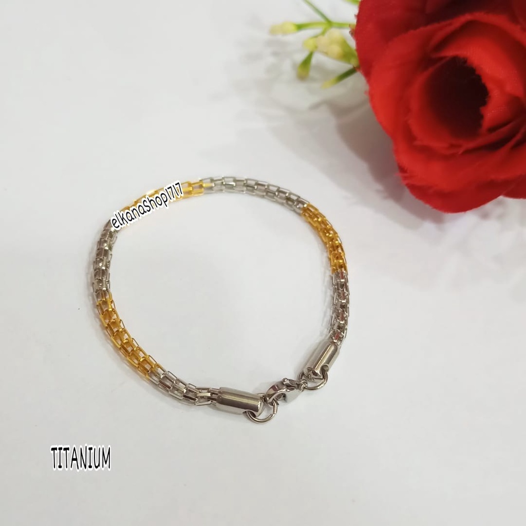 GELANG TITANIUM POLOS KOMBINASI WARNA ANTI KARAT&amp;ANTI LUNTUR PERHIASAN MURAH BERKUALITAS