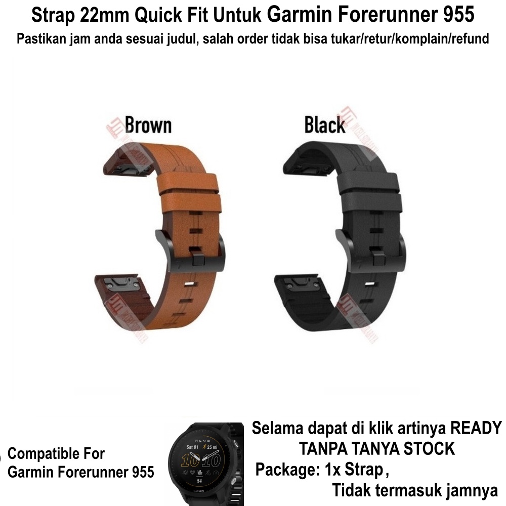 Tali Jam Watch Strap Garmin Forerunner 955 - Strip Leather Quick Fit