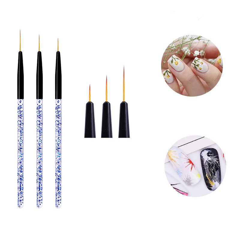 3 Pcs / Set Brush Liner Bahan Akrilik Gaya Perancis Untuk Nail Art Manicure