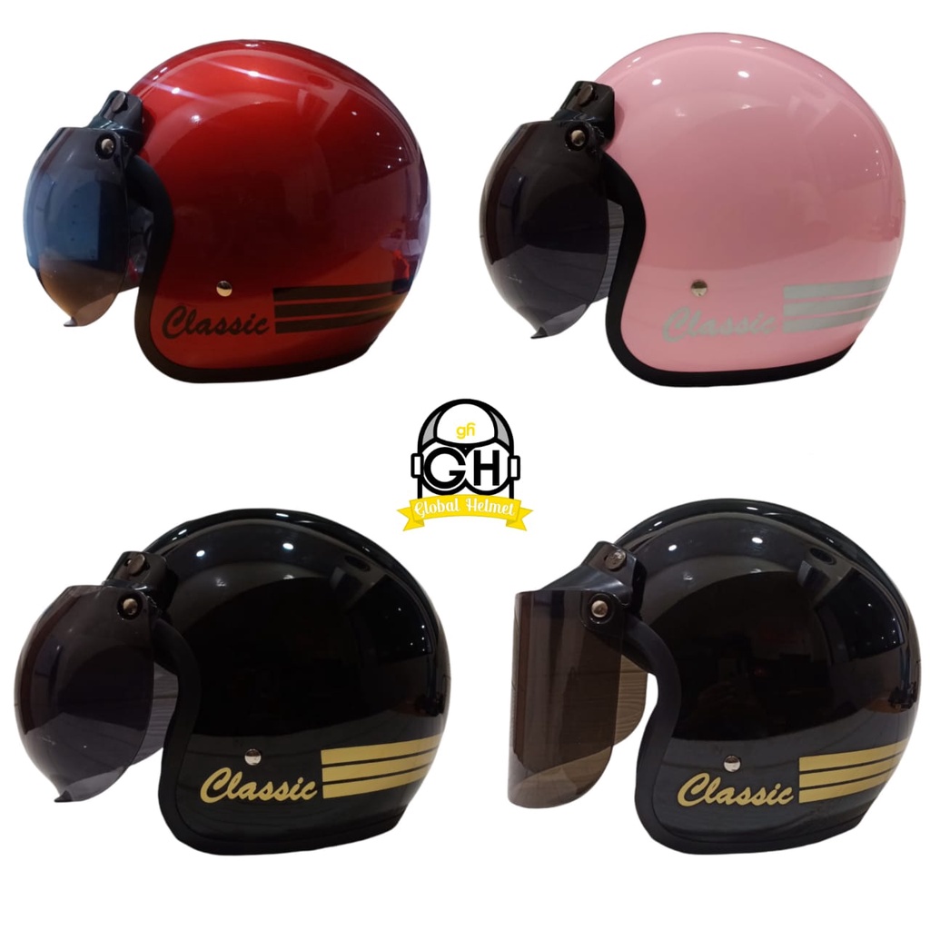 Helm Bogo Classic Helm Wanita Dewasa Warna Terkini Retro SNI Helm Arc Helm Jadul