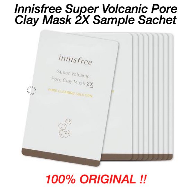 100 Original Innisfree Super Volcanic Pore Clay Mask 2x Sample Sachet 3ml Shopee Indonesia