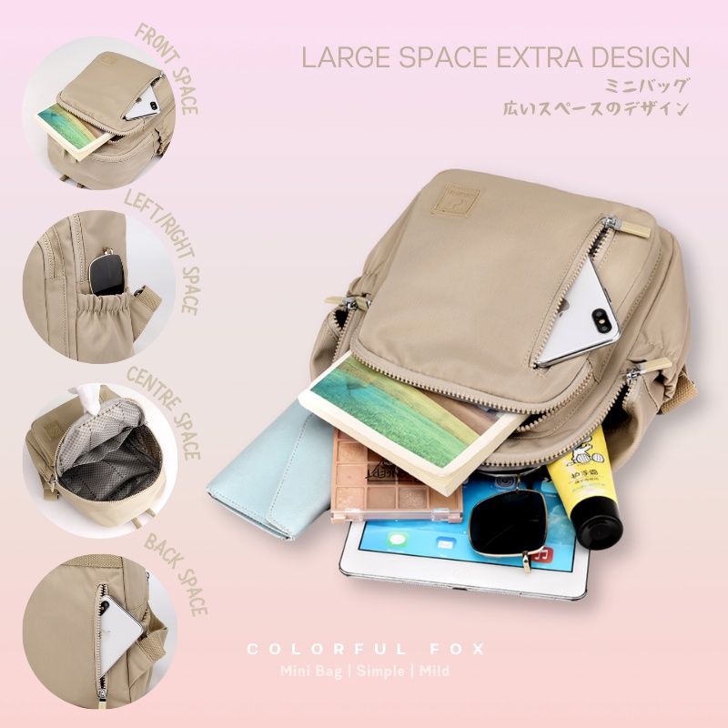 Tas Ransel Wanita COLORFUL FOX 0482 Backpack Wanita Remaja Tas Anti Air WATCHKITE WKOS