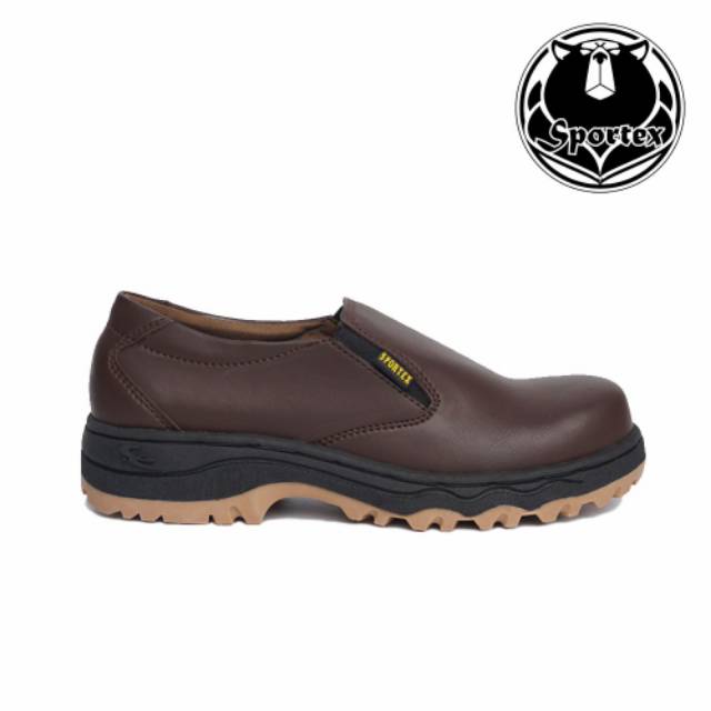 Sepatu Safety Pria Ujung Besi  Type Slip On Pria Warna Coklat SOL MX  / safety shoes