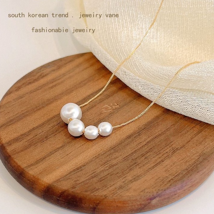 Kalung Titanium Mutiara Rantai Korea Anti Luntur Gold Lapis 24K