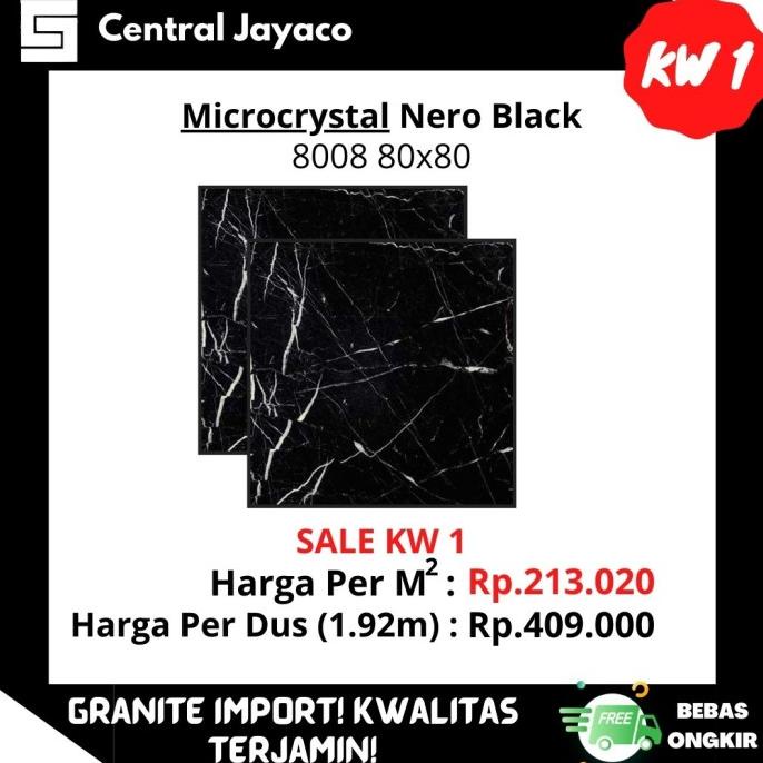 KERAMIK LANTAI Granit / Granite Tile Microcrystal 80x80 Nero Black 8008