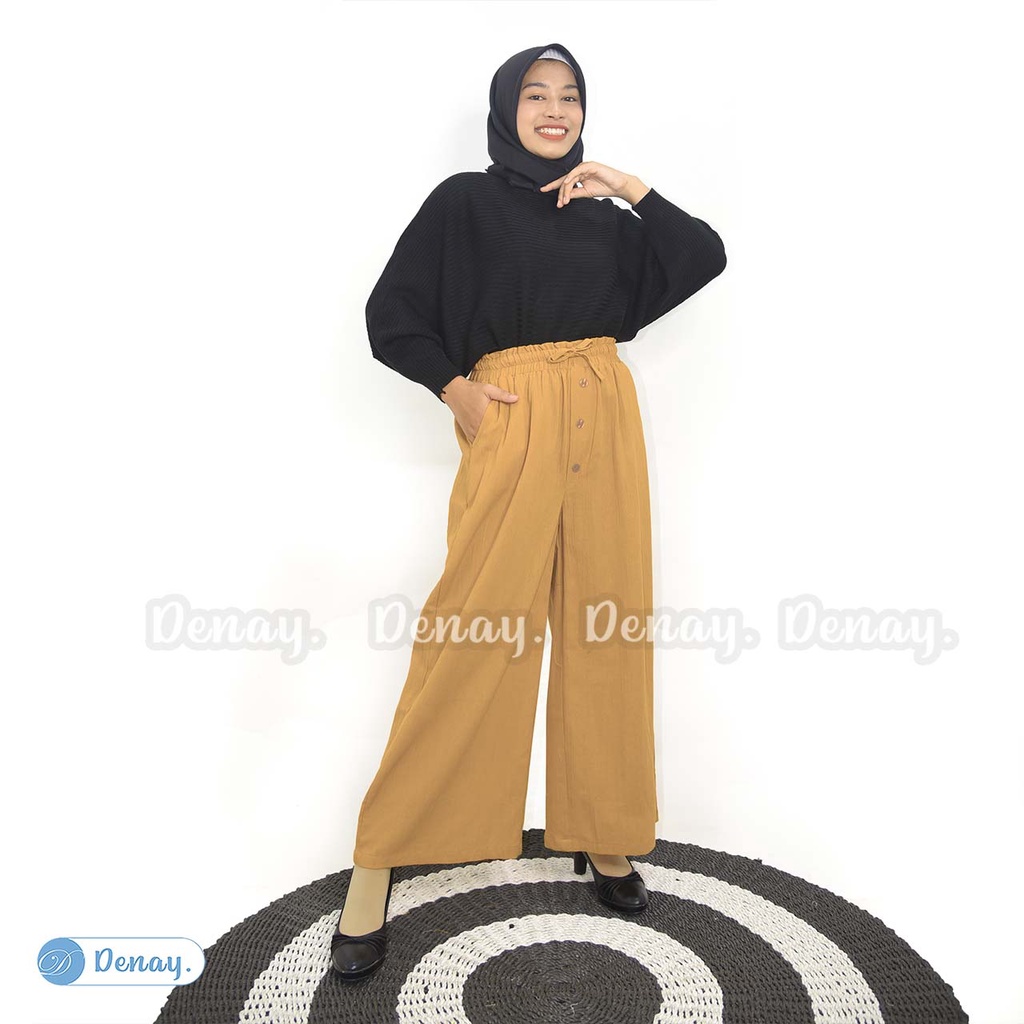 Tokodenay - Celana Cullote  Wanita - Aisyah Kulot Linen Crinkle Premium - Fashion Muslim