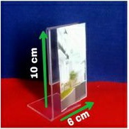 

Akrilik Display Tentcard No Meja Uk. 10x6Cm Model Portrait Tipe L