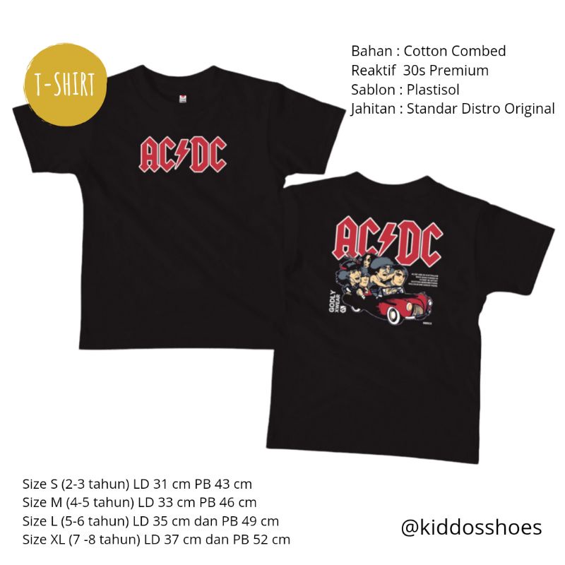 KAOS ANAK BAND | KAOS BAND ANAK ACDC | COTTON COMBED 30S PREMIUM