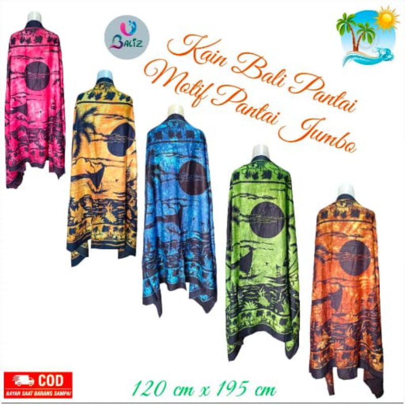 Kain Pantai Std/ Selendang Pantai /Sarung Bali / Selimut Pantai/ Kain Aksesories / Motif Pemandangan Pantai