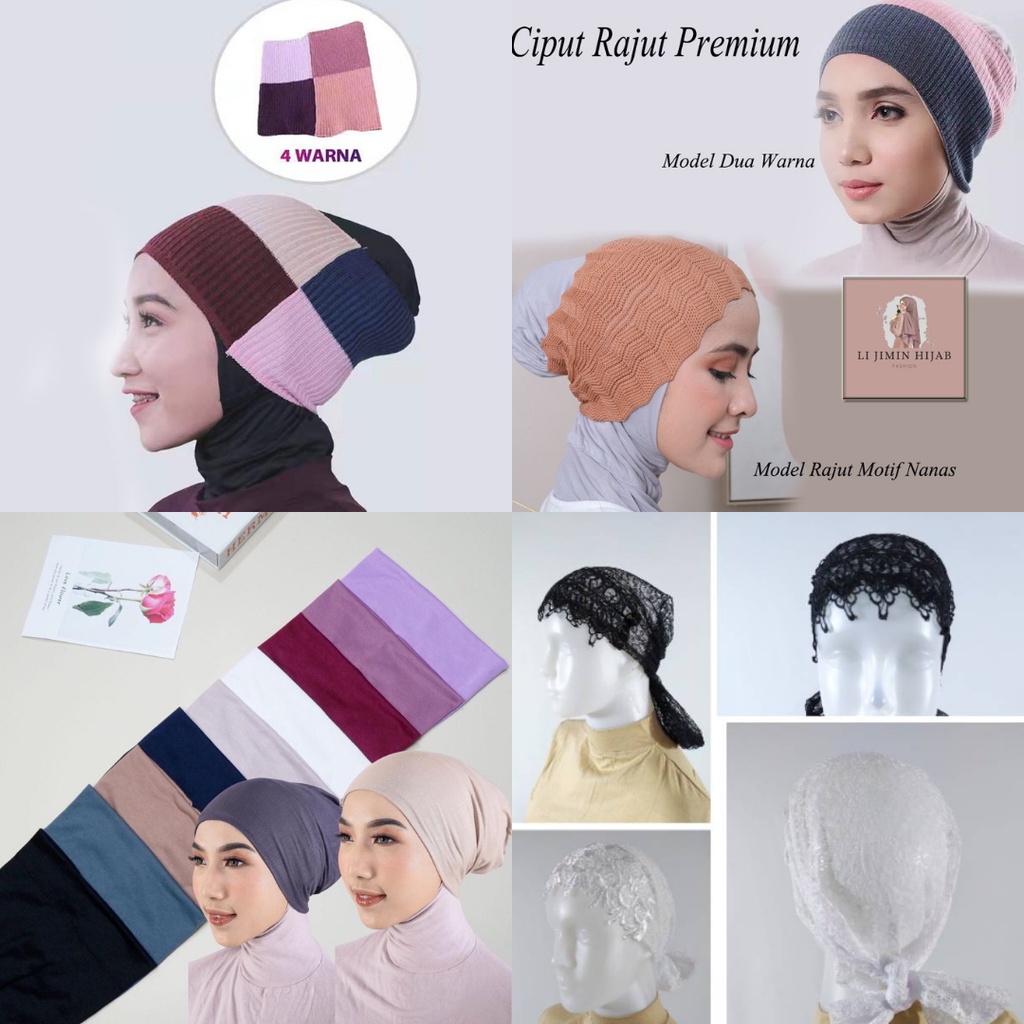 Dalaman Kerudung Inner Ciput 4 Warna Bandana Rajut Premium Ciput Kupluk Serut Ciput Brukat Panjang M