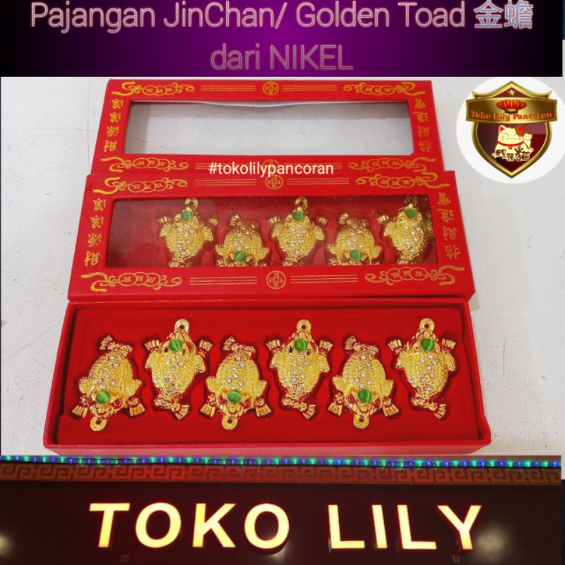 Pajangan Golden Toad Money Frog Kodok Kaki tiga Wu Lou Holo Hu lu Mini