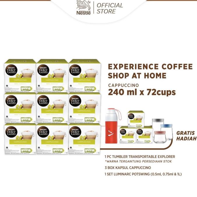 

Nescafe Dolce Gusto Cappucino 9 box + Free 3 Cappu + Tumbler+ Potswing