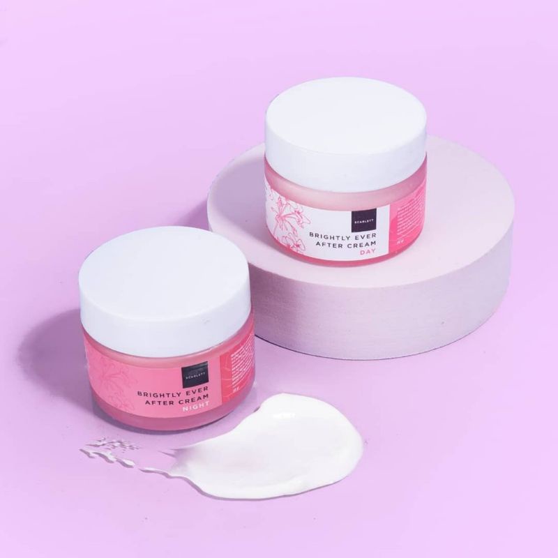 cream malam & siang scarlett whitening brightly