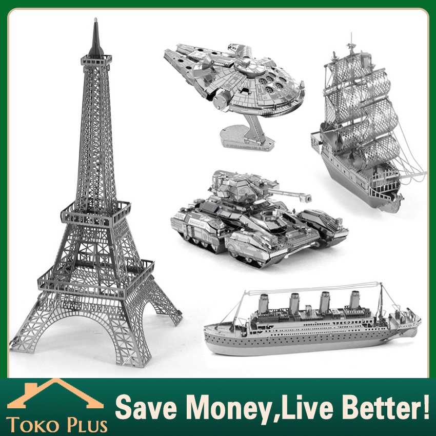 Puzzle 3D Metal DIY Model Kapal Laut, Edukasi Anak dan, Baja Tahan Karat, Tanpa Lem