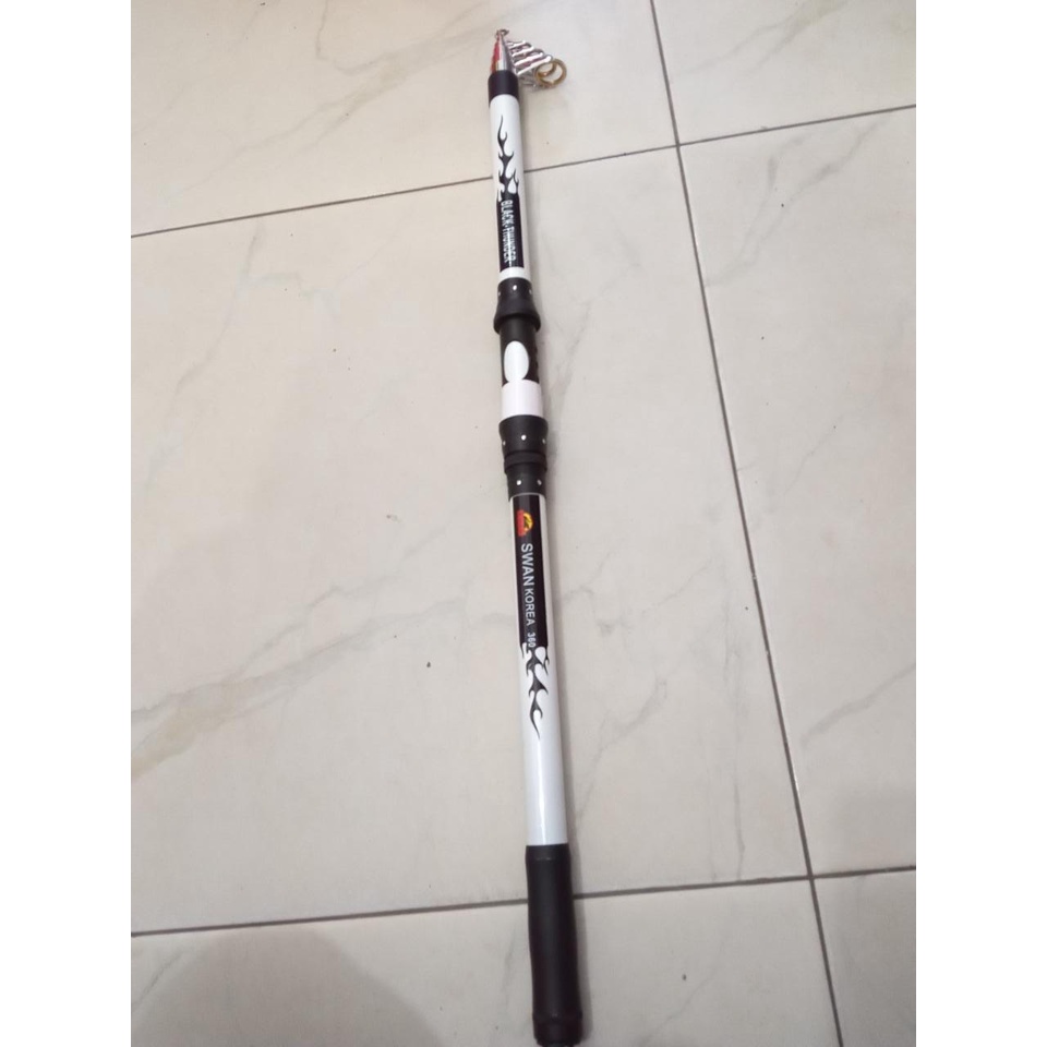 joran pancing antena carbon telescopic swan korea black thunder 180 - 360