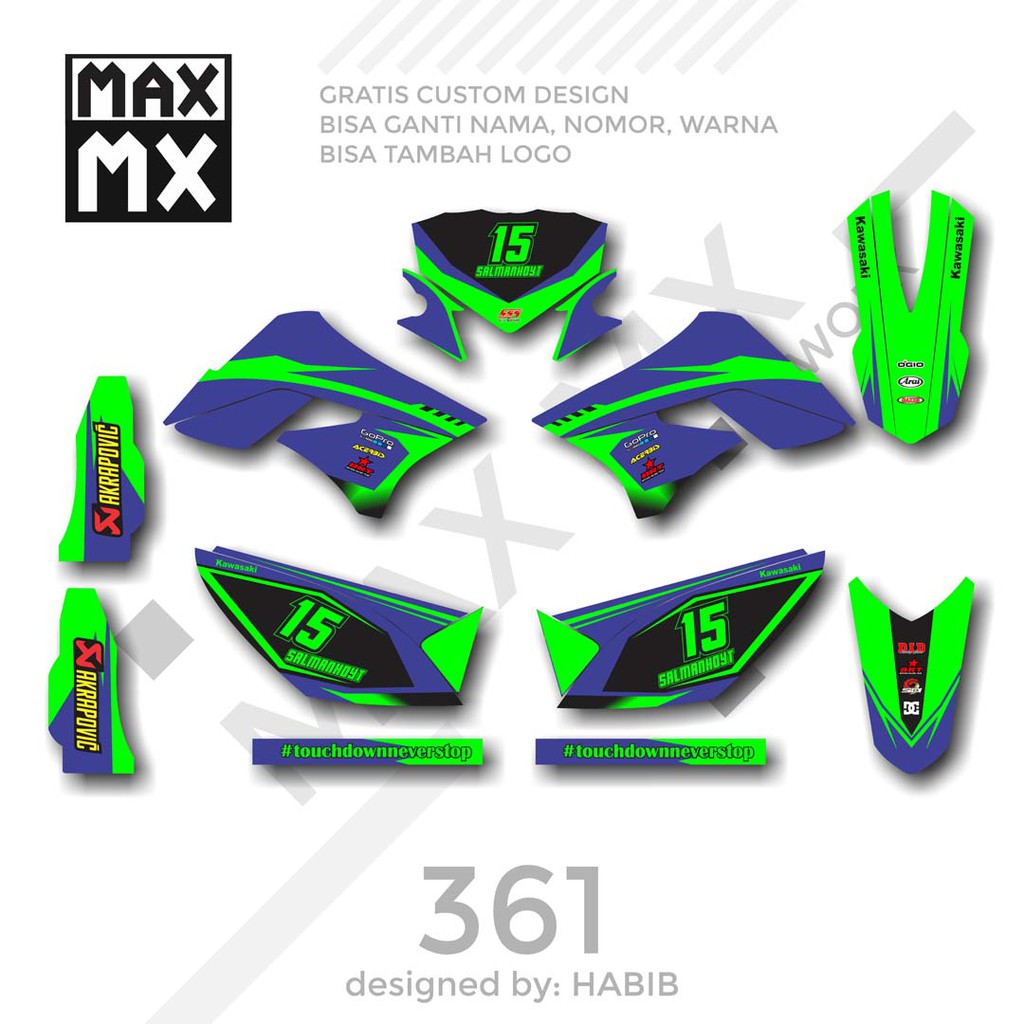MX-01361 decal klx 150 hijau biru simple