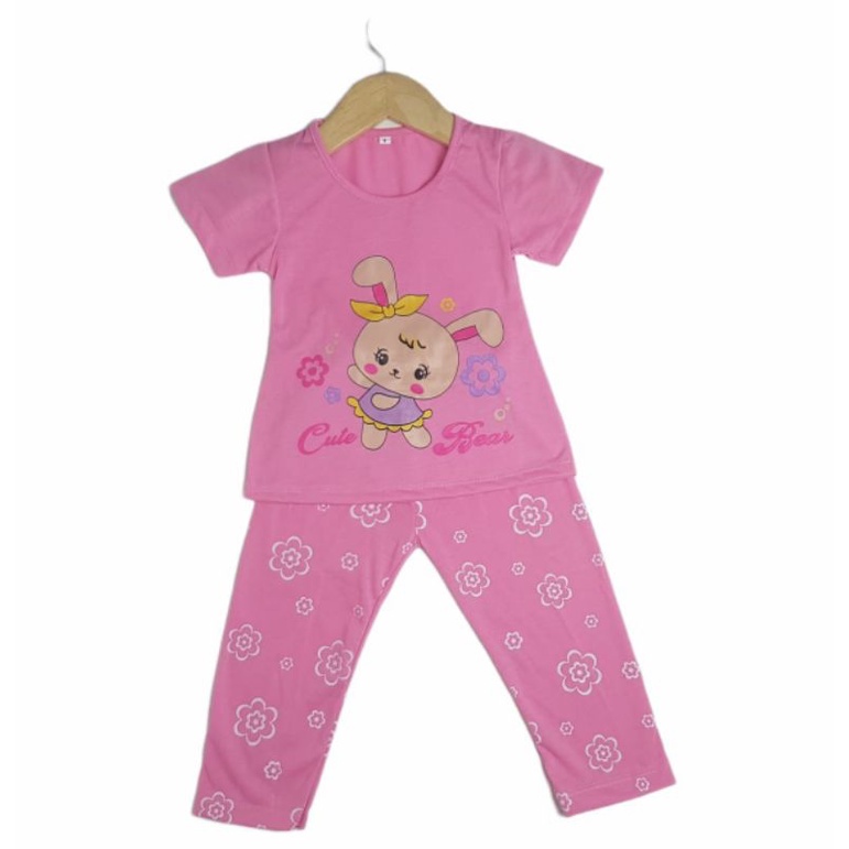 SETELAN BAJU ANAK PEREMPUAN SIKUNING NEW MOTIF BUNNY SWEET 2-6 TAHUN