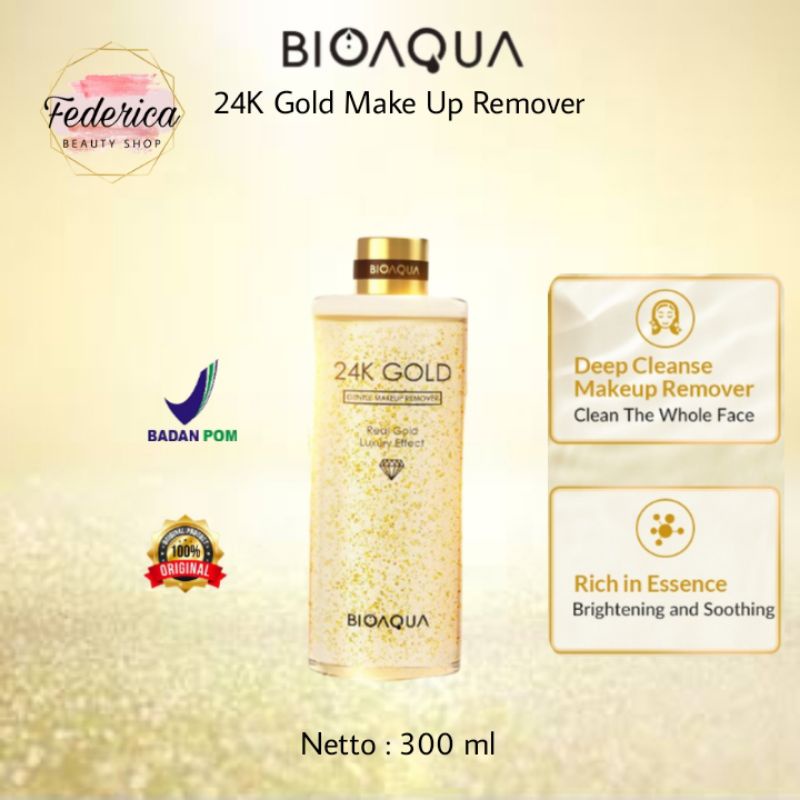 BIOAQUA 24K Gold Gentle MakeUp Remover 300 ml BPOM / Micellar Water