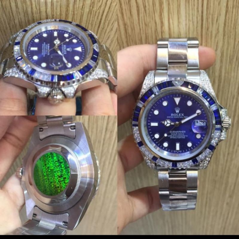 jam tangan pria rolex sultan submariner diamond automatic full set kotak