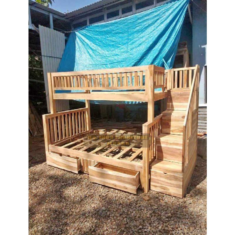 dipan tingkat laci / tangga besar bahan kayu jati jepara