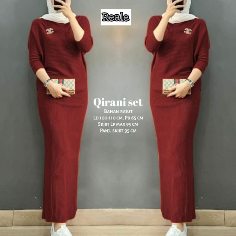 setelan rok span rajut