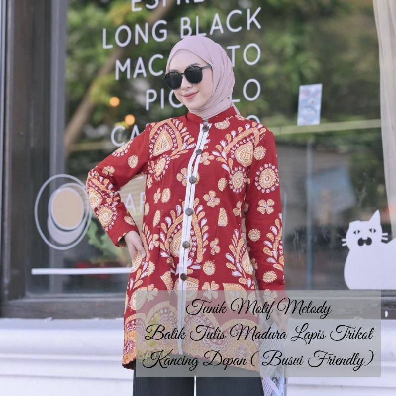 Tunik Melodi Atasan Baju Batik Wanita Lengan Panjang Original Prabuseno Modern Premium Jumbo Big Siz