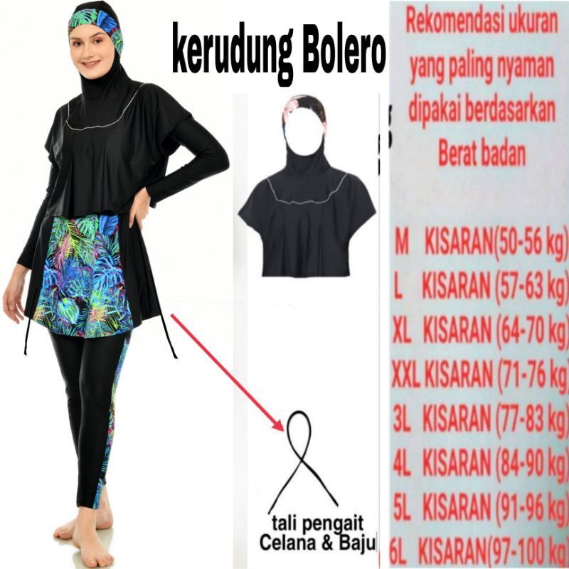 BARU Setelan Baju Renang Wanita Muslimah Lengan Panjang Hijab Celana Rok Berenang Syari Muslim Jumbo-1