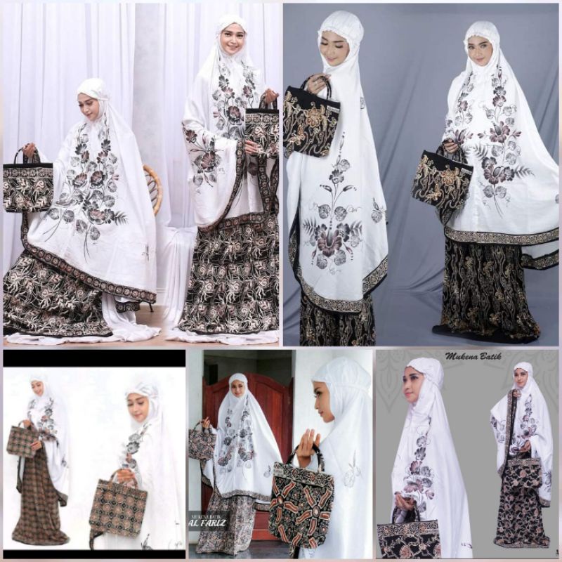 Mukena Jumbo Batik Putih Lukis Cap Sogan Premium Al Faris Asli Pekalongan Kain Rayon Samitex