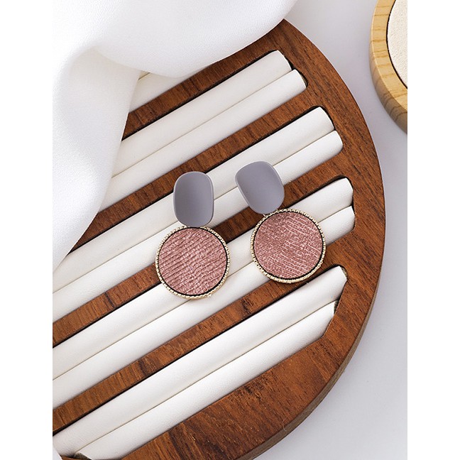 LRC Anting Tusuk Fashion Dark Powder 925 Silver Needle Geometric Irregular Round Earrings D20846