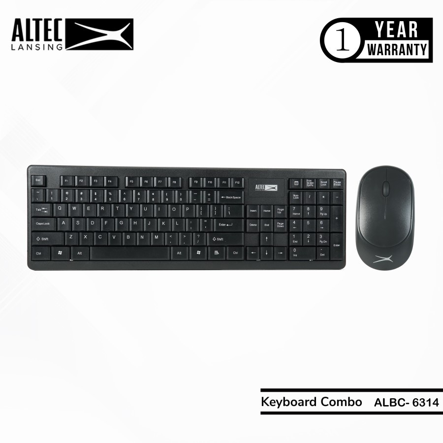 Altec Lansing Keyboard + Mouse Wireless ALBC6314 Black Silent Design