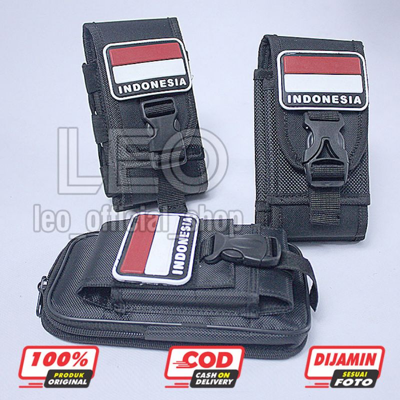 Tempat Sarung Hp Pinggang Kanvas Free Velcro Tas Dompet Handpone Pinggang Doble Slot 6,8inch Sarung Handphone Tas Dompet Pouch hp Hitam Pria Tactical