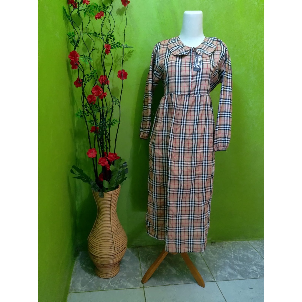 PROMO TARTA MIDI/PAKAIAN WANITA/DRESS/MIDI/MIDI DRES PREMIUM MOTIF KOTAK BAHAN KATUN PREMIUM TERMURA