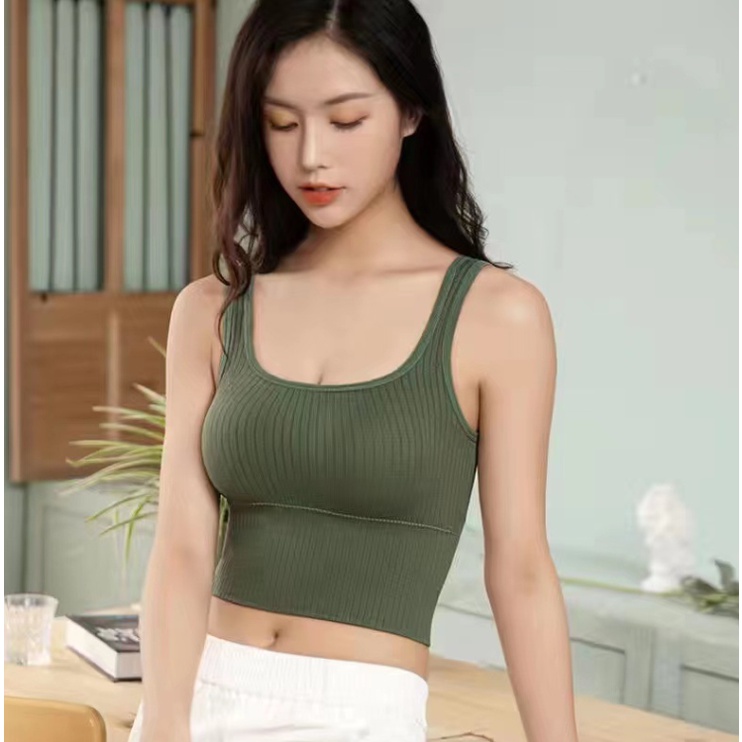 DF BR108 Tanktop Bra Wanita Bh Olahraga Push Up Tanpa Kawat Elastis Sexy Import