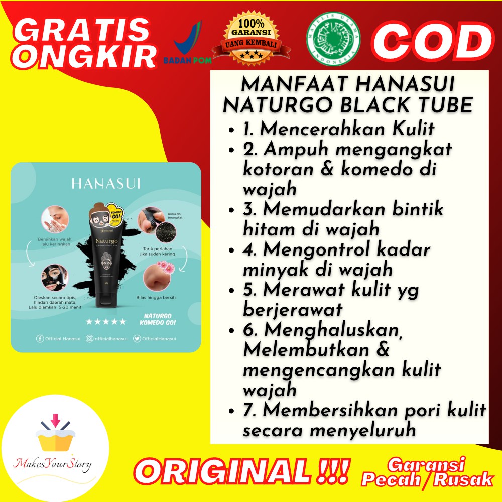 HANASUI NATURGO BLACK TUBE CREAM WAJAH GLOWING MASKER WAJAH ORGANIK MURAH BPOM FLEK HITAM MEMBANDEL