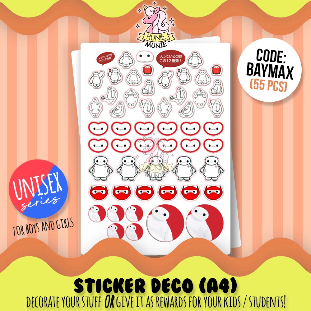 

Sticker Deco - Baymax Big Hero 6 - UNISEX SERIES - Stiker Reward Anak Cake Topper - Hunie Munie