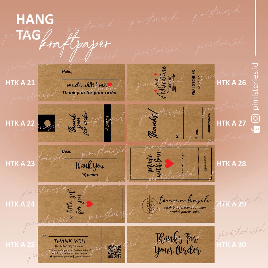 HANG TAG ⚫ PRICE TAG KRAFT PAPER ⚫ THANK YOU CARD CUSTOM MURAH ⚫ HANGTAG