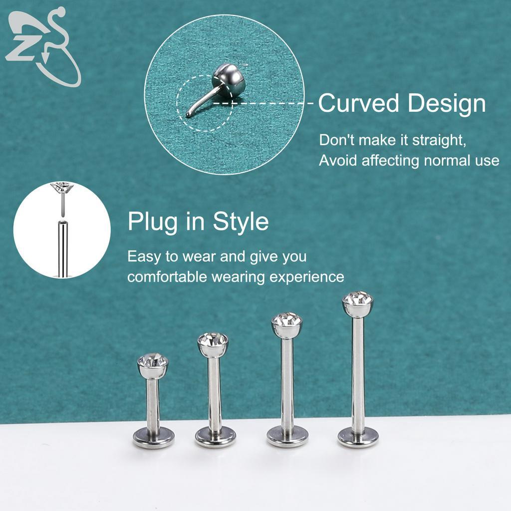 4pcs / Set Anting Tindik Bibir Tragus Helix Bahan Stainless Steel 16g