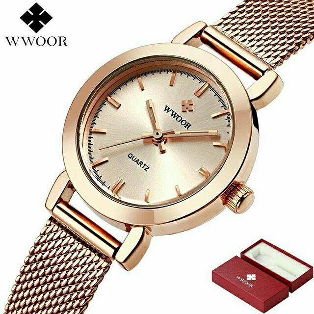 WWOOR Jam Tangan Luxury Wanita - 8823 - Rose Gold