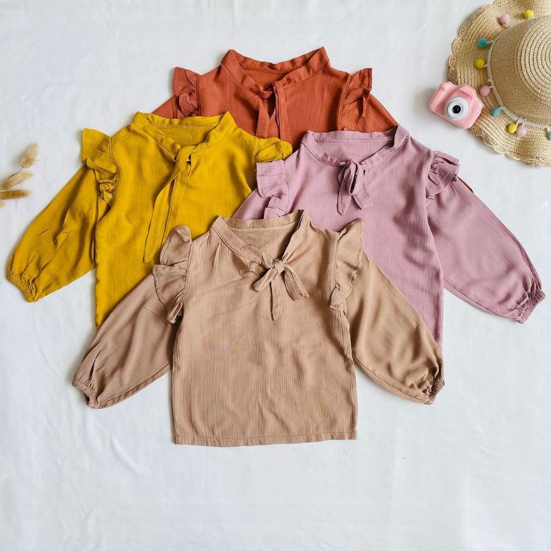 LAURA TOP CRINKLE / BLOUSE ANAK / ATASAN ANAK PEREMPUAN / BAJU ATASAN