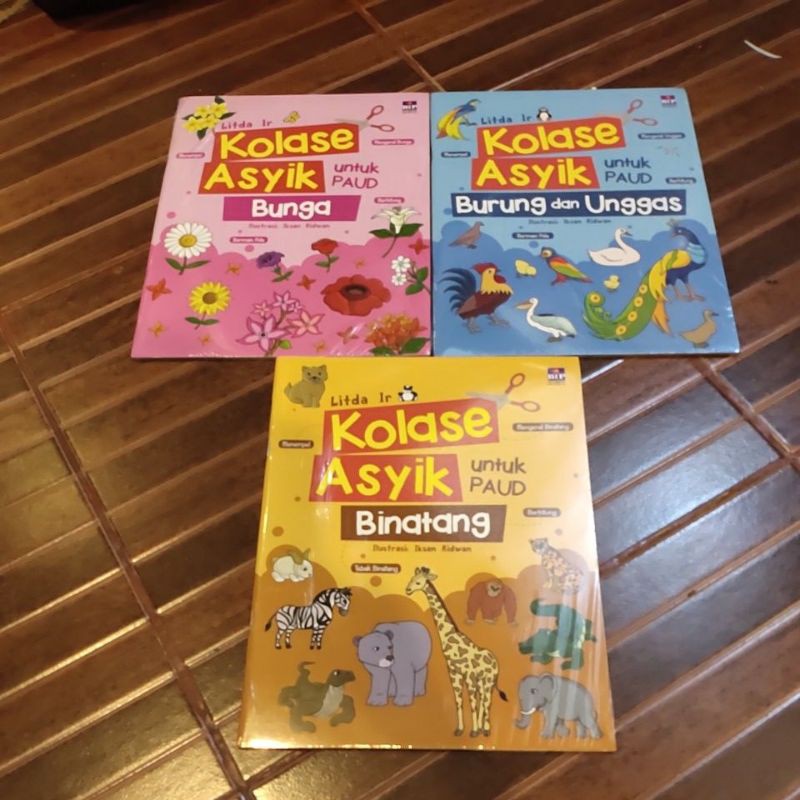 jual set kolase asyik bunga burung unggas binatang
