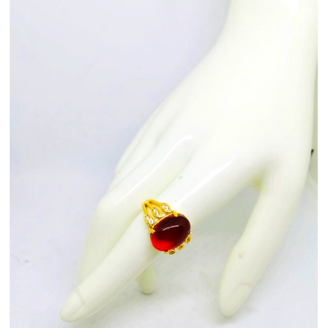 Cincin batu merah cincin wanita cincin lapis emas perhiasan fasion cincin