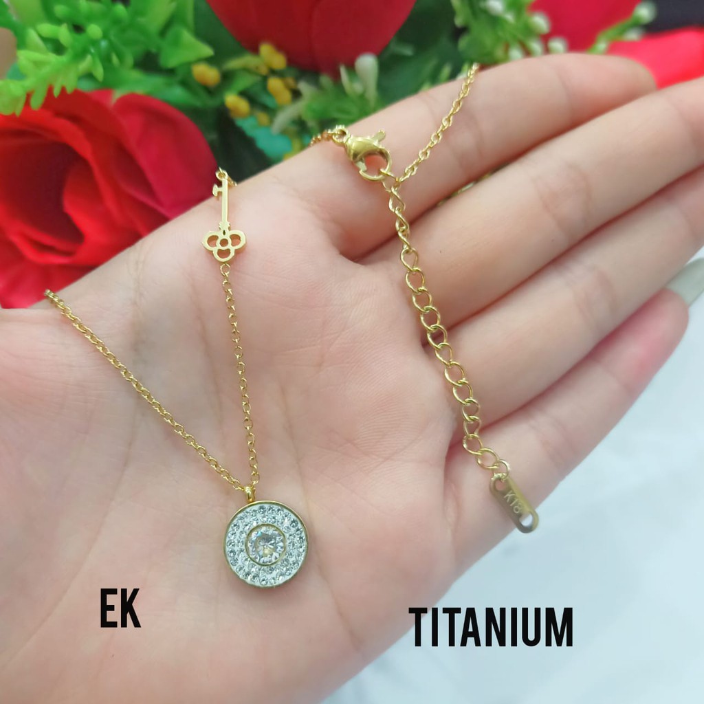 COD Kalung Wanita TITANIUM permata zircon motif brand, TIDAK LUNTUR, TIDAK BERKARAT