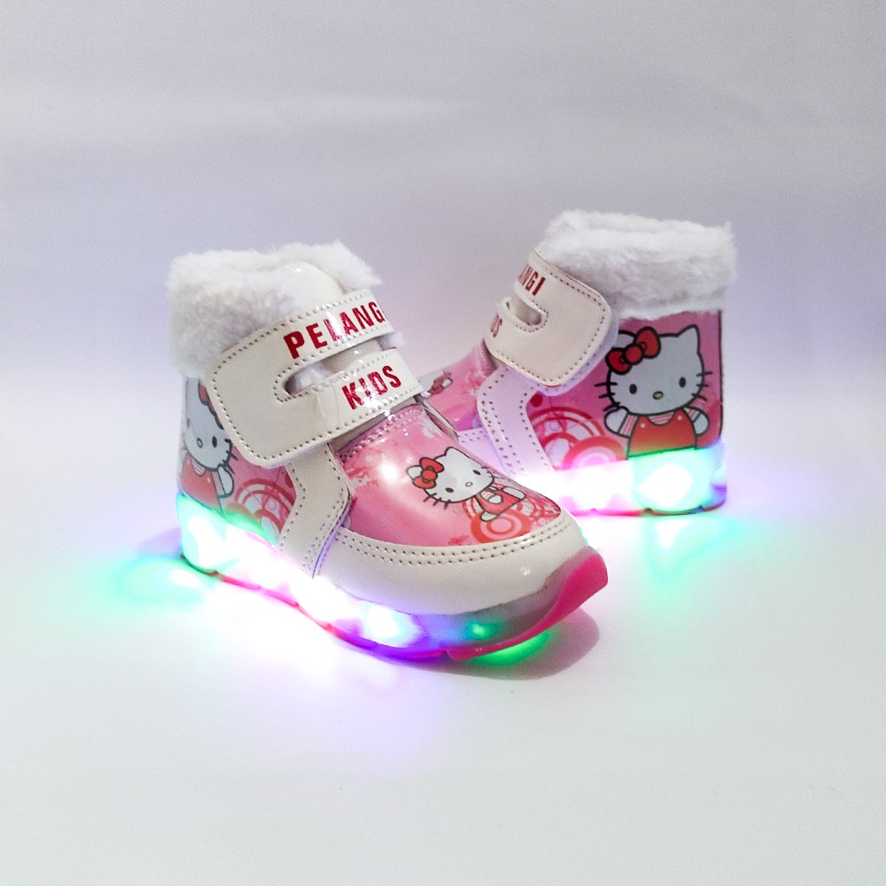 Sepatu boot led anak motif hello kitty terlaris bisa cod