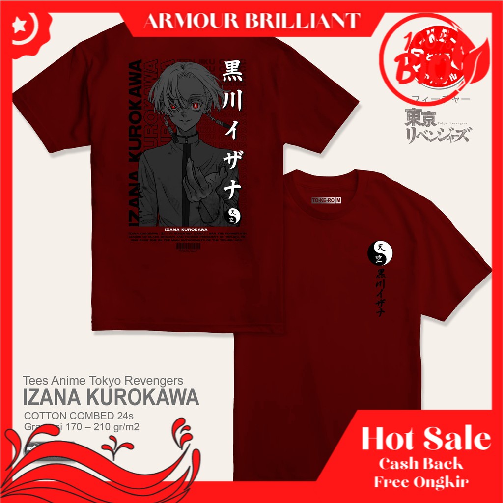 Kaos Anime TOKYO REVENGERS - IZANA KUROKAWA Tenjiku Gang [Maroon]