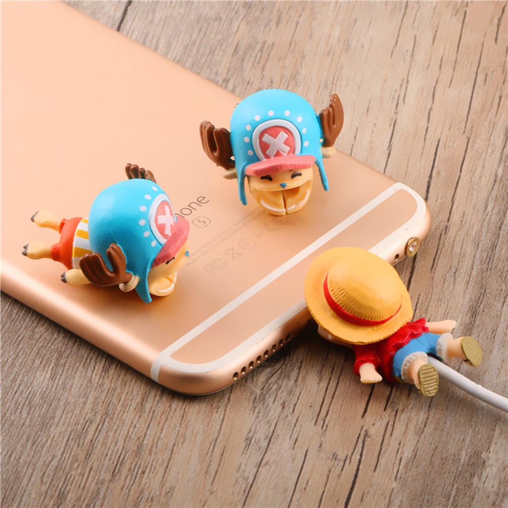 QUINTON Mobile Phone Accessories Cable Bite Protector Winder Chompers Cable Organizer Monkey D Luffy Usb Cable Protector Mobile Phone Cables Cartoon Charger Wire Holder Vinsmoke Sanji for Gift Roronoa Zoro