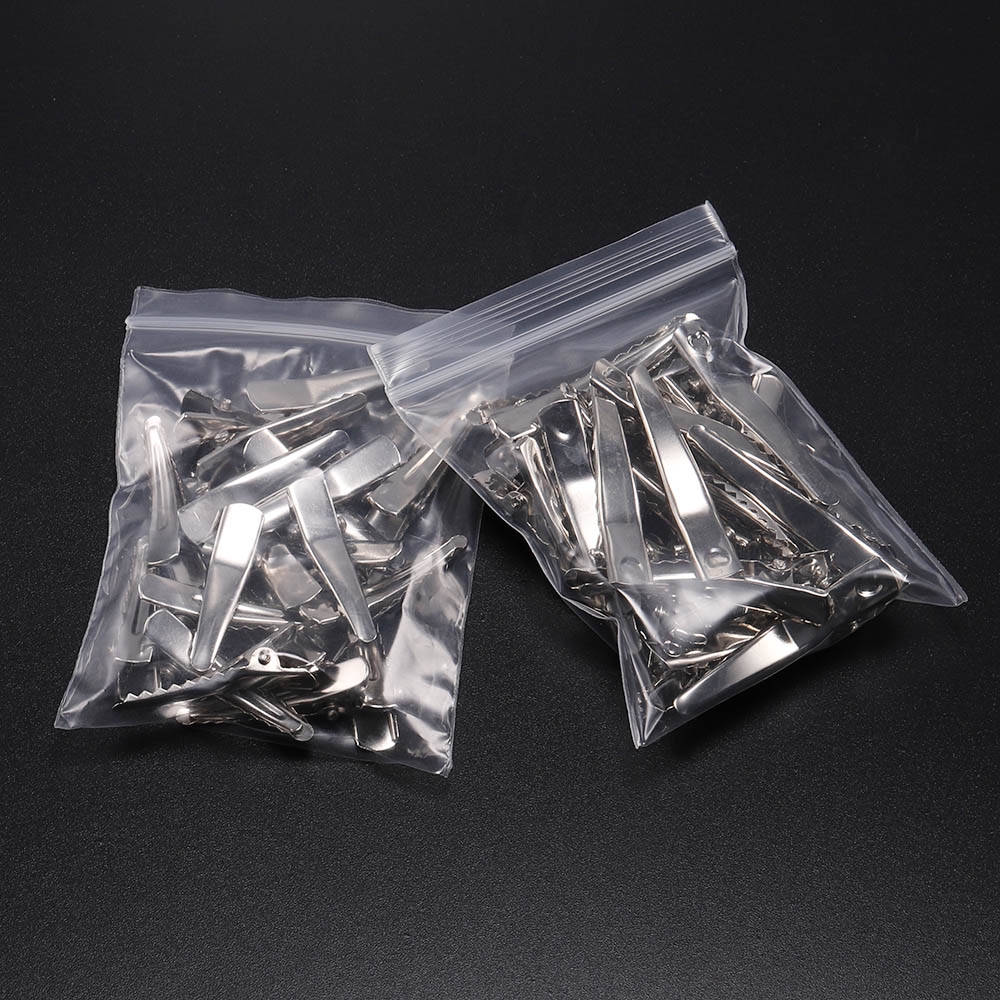 20pcs / Lot Klip Jepit Buaya Prong Tunggal 30 / 40 / 45 / 55 / 60mm Dengan Gigi Kosong Untuk Membuat Perhiasan