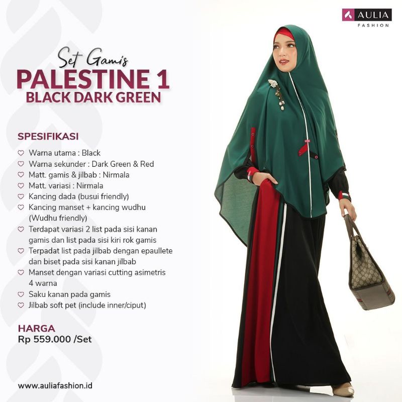 PALESTINE BLACK DARK GREEN AULIA FASHION